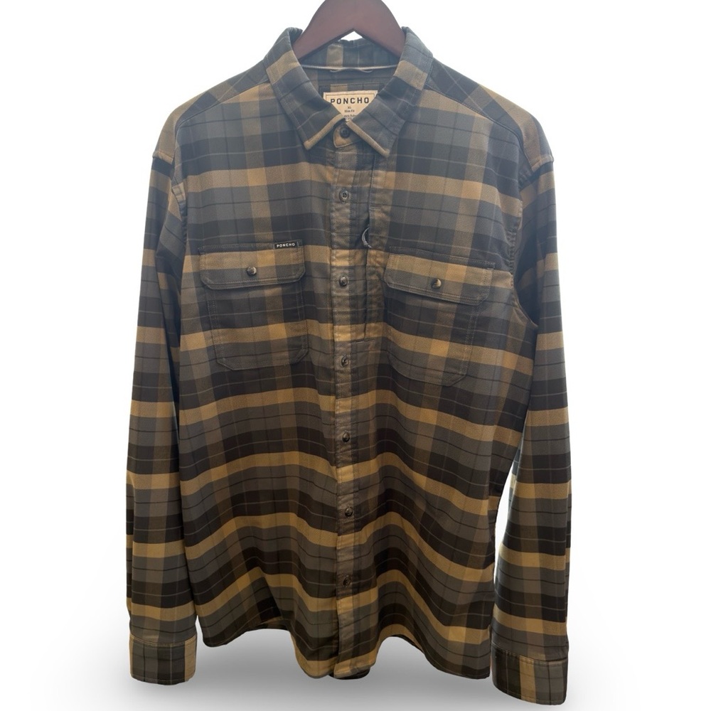 Men's Poncho Plaid Button-Down Flannel